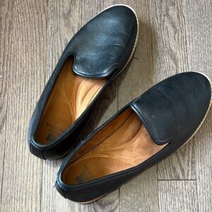 Black Leather Slip-On Shoes